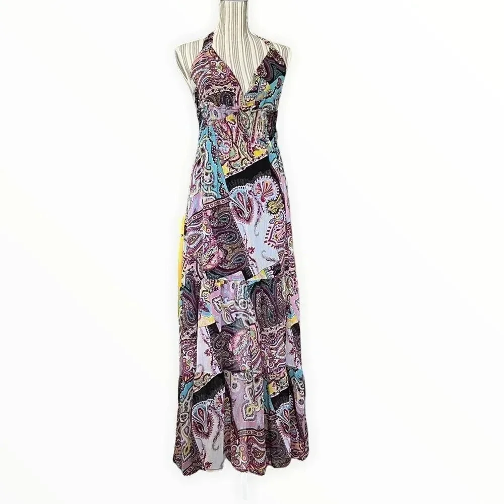 STUDIO F | Multicolored | Halter Smocked Waist Printed Dress - Picture 2 of 13